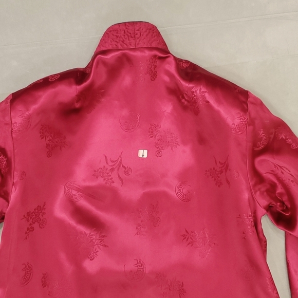 Peony Brand reversible jacket women's large fuchia black jacquard quilt oriental - Picture 10 of 15